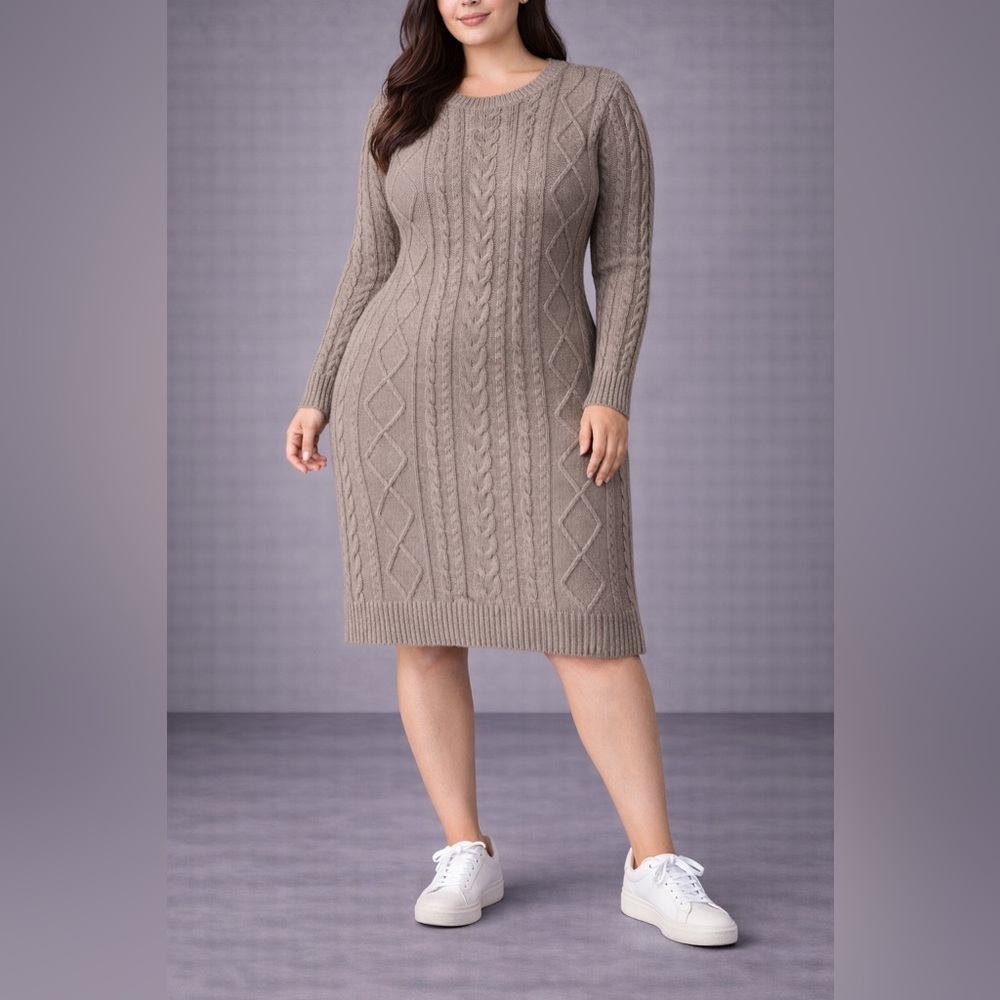 Women's Gray Cable Knit Dress